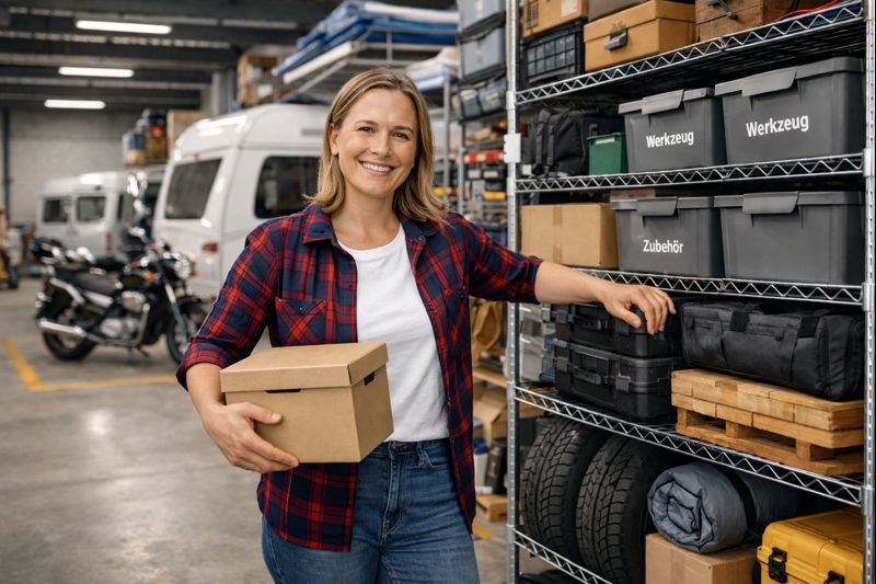 Überdachte Lager- und Stellplatzflächen