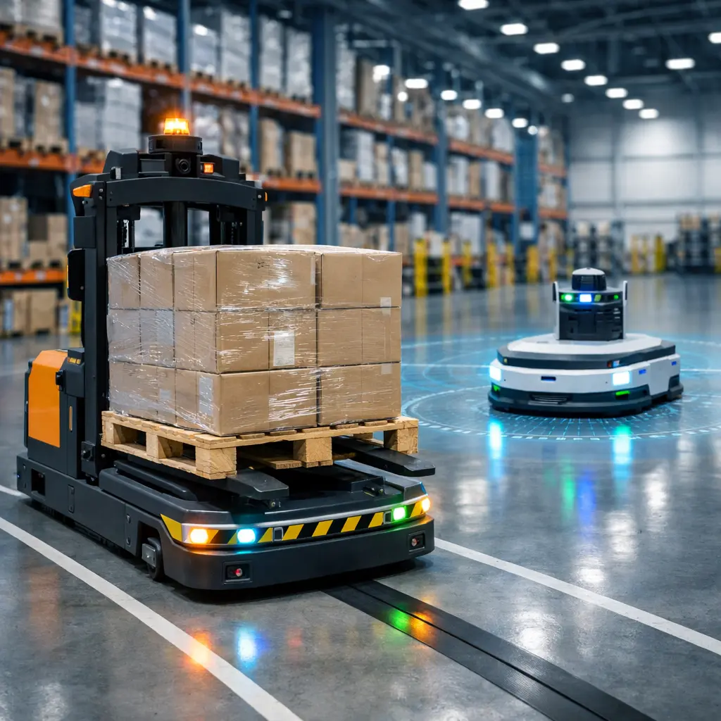 AMR und AGV in Lagerumgebung