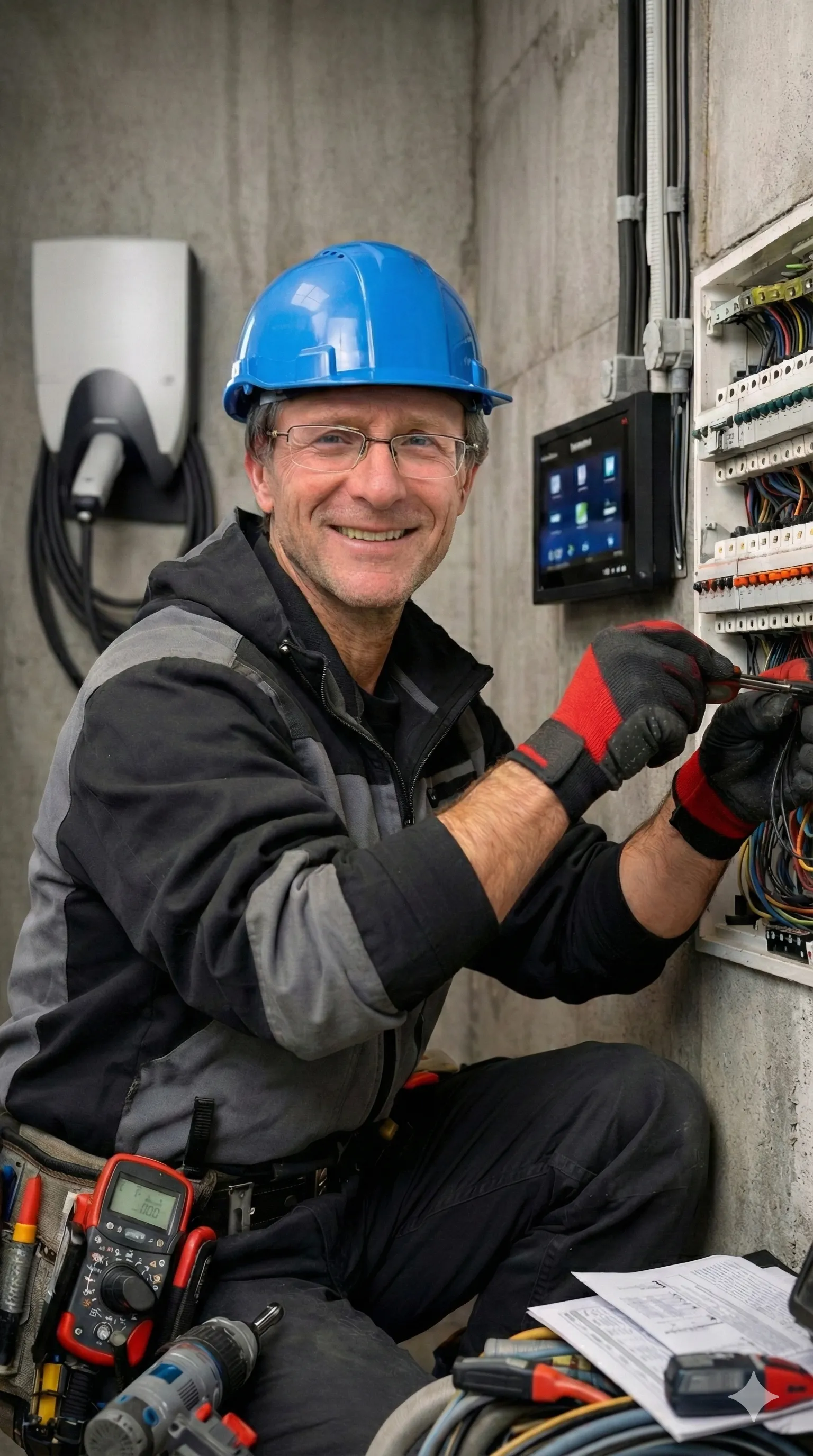 Elektriker bei Installationsarbeiten